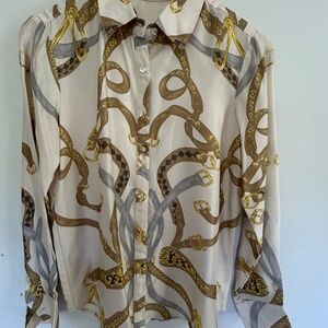 J McLaughlin silk equestrian blouse